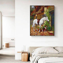 Load image into Gallery viewer, White Horse next to the house Joy Sunday Animal Cross Stitch Kits - AIMDIY