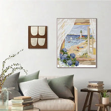 Load image into Gallery viewer, Window Seascape Printed Cross Stitch Embroidery Kit - AIMDIY