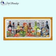 Load image into Gallery viewer, Joy Sunday Cross Stitch Kits Wine Bottle Pattern