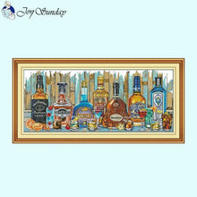 Load image into Gallery viewer, Joy Sunday Cross Stitch Kits Wine Bottle Pattern