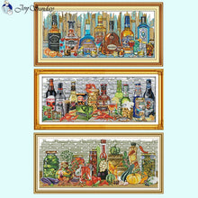 Load image into Gallery viewer, Joy Sunday Cross Stitch Kits Wine Bottle Pattern