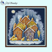 Load image into Gallery viewer, Winter Color House DIY Cross Stitch Kit - AIMDIY