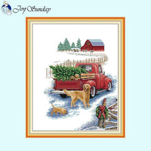 Load image into Gallery viewer, Winter Journey Puppy and Red Car Pattern - AIMDIY