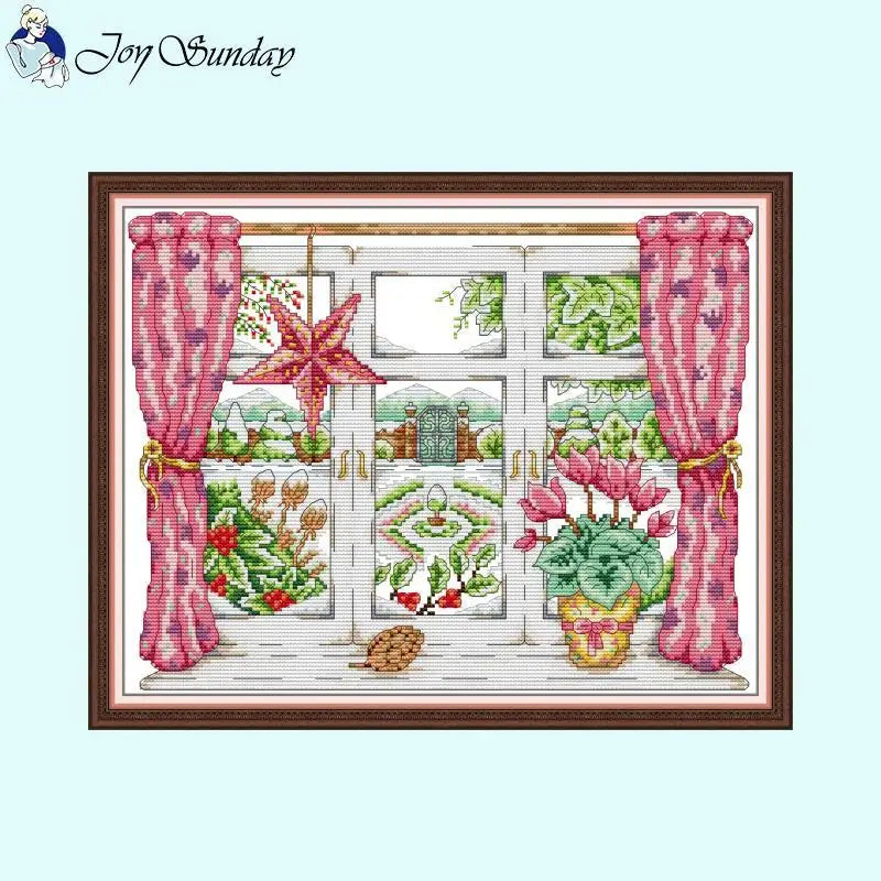 Winter Outside The Window DIY Hand Sewing Cross Stitch Kit AIMDIY