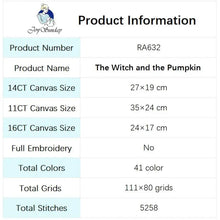 Load image into Gallery viewer, Witch and Pumpkin DIY Cartoon Character Pattern Cross Stitch Kit - AIMDIY