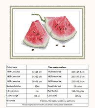 Load image into Gallery viewer, Two Watermelons Cross Stitch Kit – Counted 11CT/14CT/16CT Aida Fabric DIY Fruit Embroidery for Summer Decor