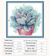 Load image into Gallery viewer, Cactus Plant Cross Stitch Kit – Counted & Stamped Floral Embroidery Needlework for Beginners