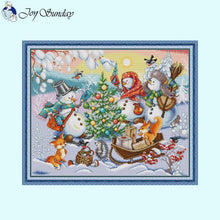 Load image into Gallery viewer, Main image of Christmas Snowman Cross Stitch Kit