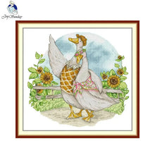 Load image into Gallery viewer, Joy Sunday Honeymoon Duck Couple Cross Stitch Kit β Printed Aida 11CT/14CT/16CT DIY Gift Set