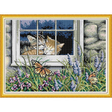 Load image into Gallery viewer, DIY Needlework Set – Feline Love Cross Stitch Embroidery Kit