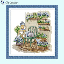 Load image into Gallery viewer, DIY Balcony Greenery Cross Stitch Kit – Handmade Plant Embroidery for Home Decor