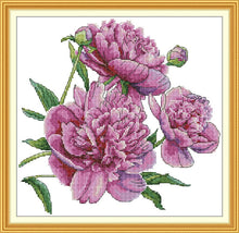 Load image into Gallery viewer, Peony 5 Cross Stitch Kit – DIY Floral Embroidery Art for Beginners | Elegant Home Decor Craft - AIMDIY