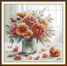 Load image into Gallery viewer, Cross Stitch Kit – Autumn Vase | Fall Floral Embroidery DIY Home Decor - AIMDIY