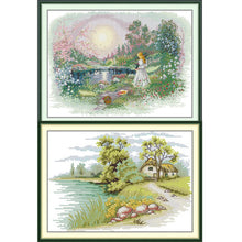 Load image into Gallery viewer, Joy Sunday Lakeside Landscape cross stitch kit scenic embroidery