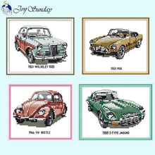 Load image into Gallery viewer, Joy Sunday vintage small car cross stitch kit main image