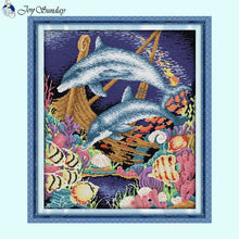 Load image into Gallery viewer, Marine Dolphin Cross Stitch Kit – Main Product Display