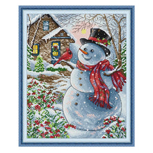 Load image into Gallery viewer, Completed Snowman Cartoon Patterns cross stitch design