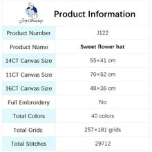 Load image into Gallery viewer, Canvas Size, Thread Color Info for Warm Flower Hat Kit