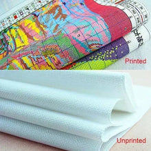 Load image into Gallery viewer, Comparison of printed and unprinted fabric samples with a ruler in the background.