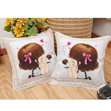 Load image into Gallery viewer, A Pair Of Cross Stitch Pillows Cushion Printing Couple Cartoon Wedding - AIMDIY