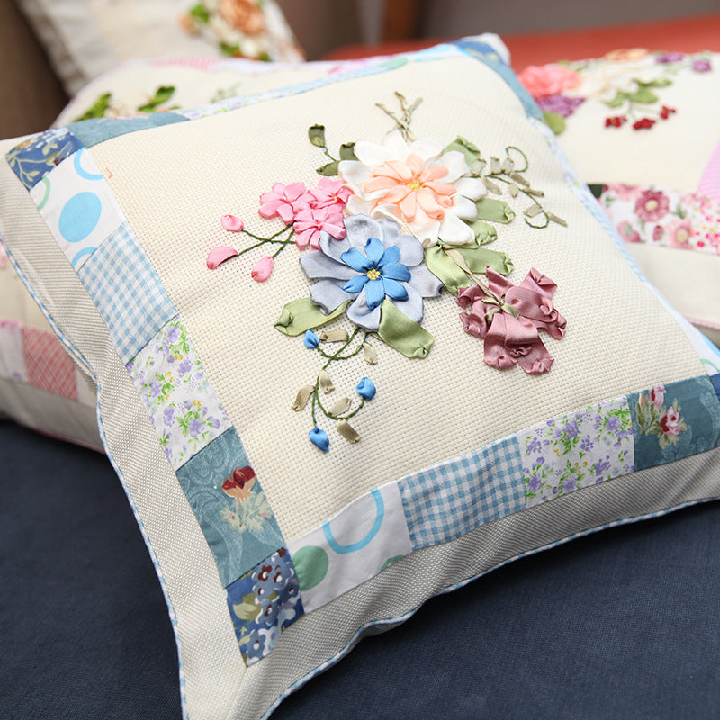 Embroidery DIY Kit Pillow Quilt Ribbon three-dimensional Office Sofa ...