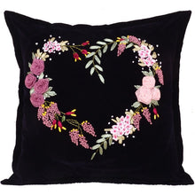 Load image into Gallery viewer, Hand Embroidery Cross stitch DIY Ribbon Embroidery Cushion Pillowcase Kit - AIMDIY