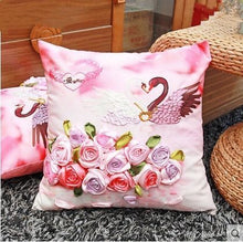 Load image into Gallery viewer, New style cross stitch ribbon embroidery living room couple cartoon car pillow wedding printing - AIMDIY