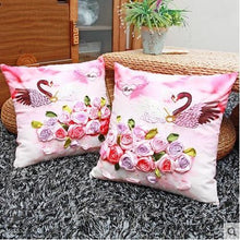 Load image into Gallery viewer, New style cross stitch ribbon embroidery living room couple cartoon car pillow wedding printing - AIMDIY