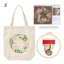 Load image into Gallery viewer, DIY Canvas Tote Bag Embroidery Kit With Flower DIY Arts Crafts Beginners Needlepoint Kits - AIMDIY