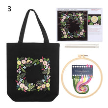 Load image into Gallery viewer, DIY Canvas Tote Bag Embroidery Kit With Flower DIY Arts Crafts Beginners Needlepoint Kits - AIMDIY