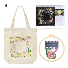 Load image into Gallery viewer, DIY Canvas Tote Bag Embroidery Kit With Flower DIY Arts Crafts Beginners Needlepoint Kits - AIMDIY