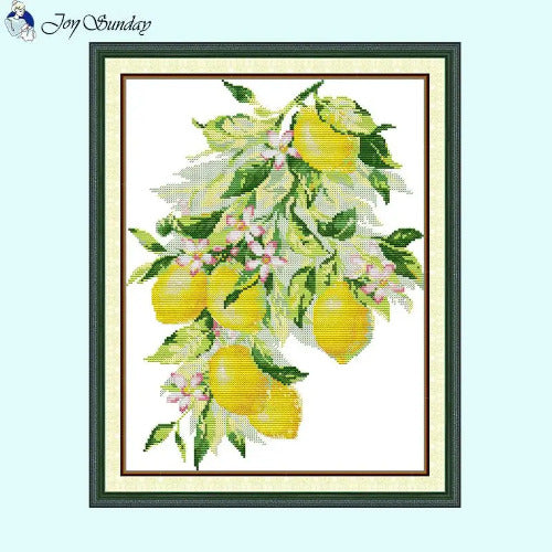 Bright Lemon Fruit Cross Stitch Kit – Joy Sunday DIY Embroidery Set