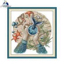 Load image into Gallery viewer, Wonderful World Cross Stitch Kit - Printed Aida &amp; DMC Threads | Beginner Needlecraft
