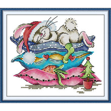 Load image into Gallery viewer, DIY Embroidery Set – The Sleeping Little Rabbit | Cute Animal Cross Stitch Kit
