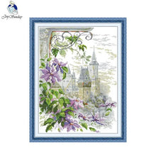 Load image into Gallery viewer, Clematis Montana Cross Stitch Kit – Floral Embroidery Set for Home Decor &amp; DIY Needlework
