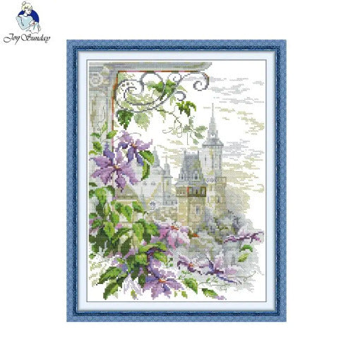 Clematis Montana Cross Stitch Kit – Floral Embroidery Set for Home Decor & DIY Needlework