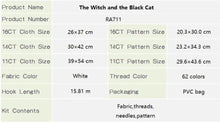 Load image into Gallery viewer, The Witch and the Black Cat Cross Stitch Kit – Halloween Embroidery Set for Beginners &amp; Adults
