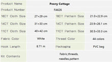 Load image into Gallery viewer, Joy Sunday Peony Daisy Cottage Cross Stitch Kit – Printed Aida 11CT/14CT/16CT HD Pattern Embroidery Set
