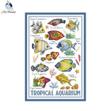Load image into Gallery viewer, Beginner Cross Stitch Kit – Tropical Fish DIY Embroidery Kit
