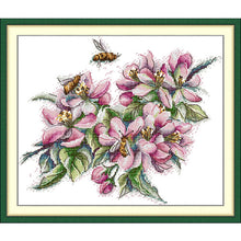 Load image into Gallery viewer, Stamped Embroidery Kit – Magnolia and Bees DIY Cross Stitch
