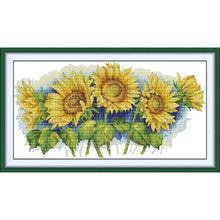 Load image into Gallery viewer, Bright Sunflowers DIY Floral Embroidery Kit - Cheerful Large Wall Art for Home Decor - AIMDIY

