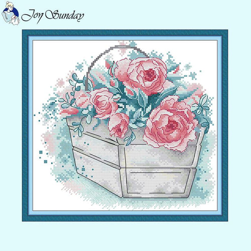 Basket of Roses Floral Pattern s Pink - AIMDIY