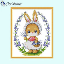 Load image into Gallery viewer, Bunny and Flowers - DIY Kids Handmade Cross Stitch - AIMDIY
