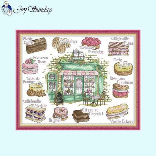 Cake Dessert Shop Painting Cross Stitch Kit 14CT Counted DIY Gifts - AIMDIY