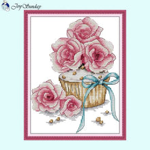 Load image into Gallery viewer, Cake and Flowers Floral Pattern Cross Stitch - AIMDIY
