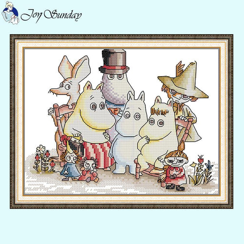 Cartoon Patterns Hippo Family Cross Stitch Kit - AIMDIY
