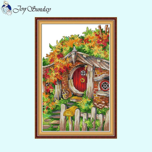 Colorful Wooden House Joy Sunday Scenic Pattern HD - AIMDIY