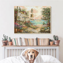 Load image into Gallery viewer, Cottage by the Sea Scenery Pattern Cross Stitch Kit Counted - AIMDIY
