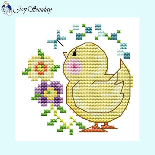 DIY Kids Handmade Kit Yellow Chicken Cartoon Pattern Joy Sunday Cross Stitch - AIMDIY