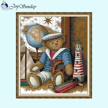 Load image into Gallery viewer, Doll Sailor Bear Cross Stitch  Animal Patterns Kids Room Decor - AIMDIY

